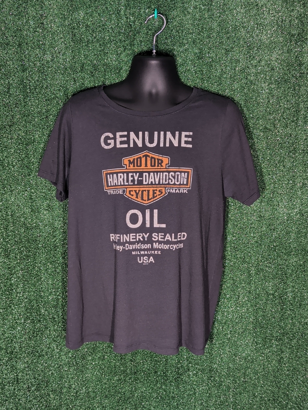 Harley-Davidson Black Short Sleeve 'Genuine Oil', Niagara, Ontario Size XL